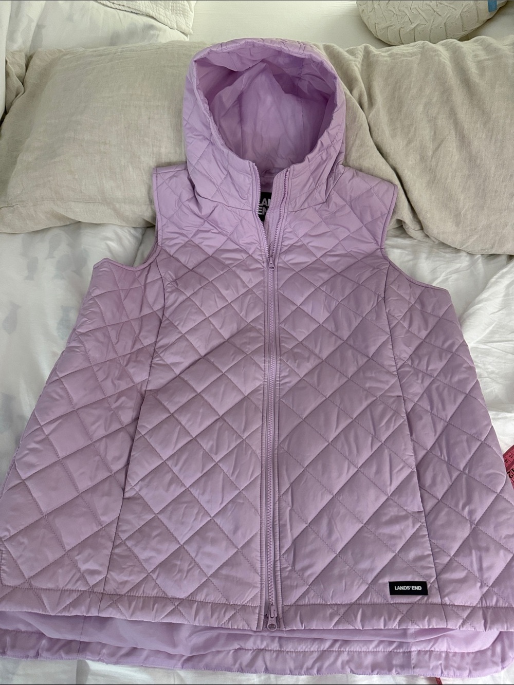 Lands' End Quilted Hooded Vest — Light Lavender